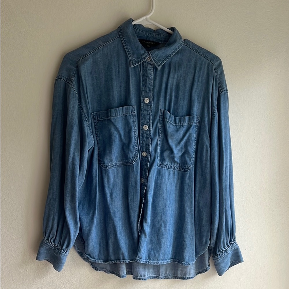 Blue Denim Button-Up Shirt Chambray
